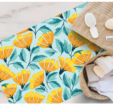Yellow flower pattern flower rug - TenStickers