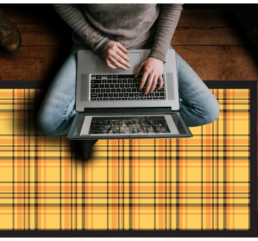 Yellow plaid pattern living room carpet - TenStickers