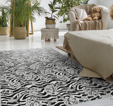 Zebra and flowers animal print carpet - TenStickers