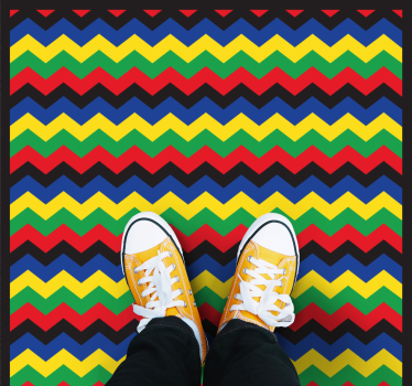 Zig zag lines warm tones square rug - TenStickers