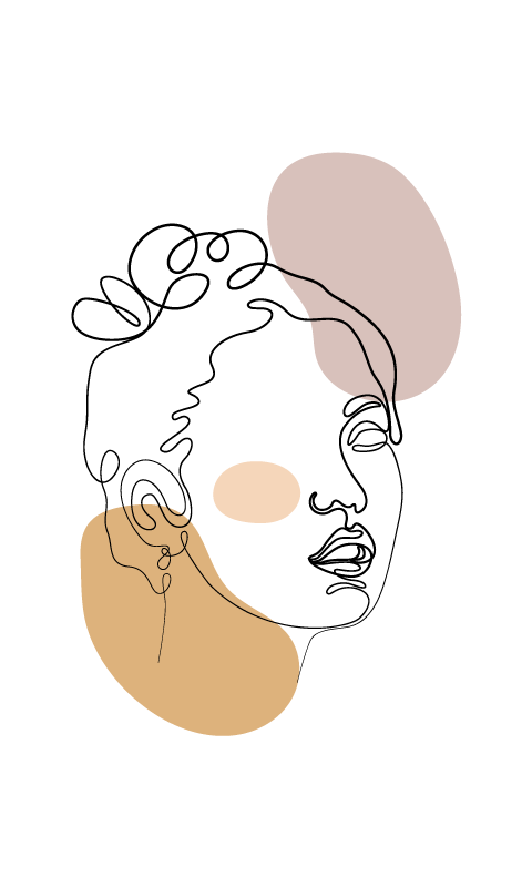 Abstract face and circles white vinyl rug - TenStickers