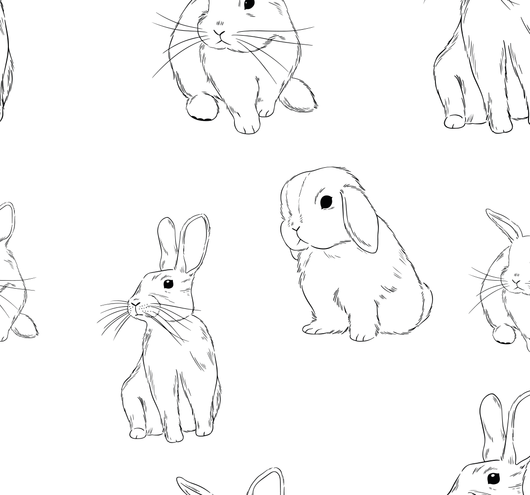 White bunnies white vinyl rug - TenStickers