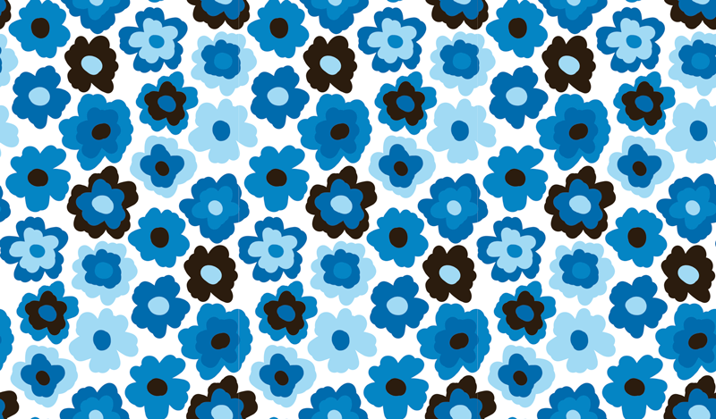 blue poppy flower vinyl rug - TenStickers