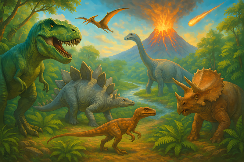 Dinosaurs extinction animal vinyl rug - TenStickers