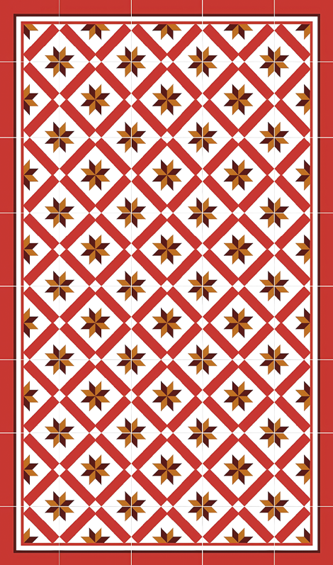 Hydraulic Red kitchen vinyl rug - TenStickers