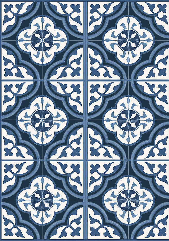 Blue "majorica" portuguese living room vinyl rug - TenStickers