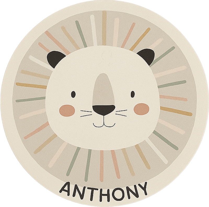 Custom beige lion vinyl rug - TenStickers