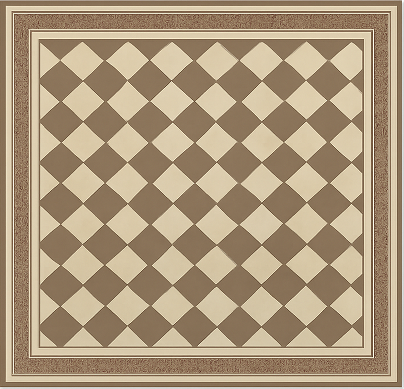 Brown Diamond Grid dining room vinyl rug - TenStickers