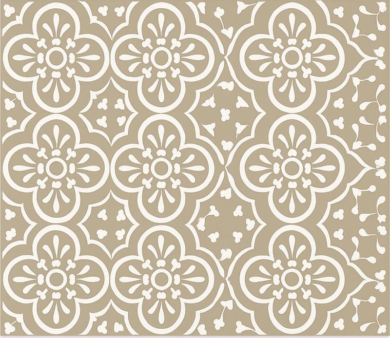 Monochromatic Encaustic Border dining room vinyl rug - TenStickers