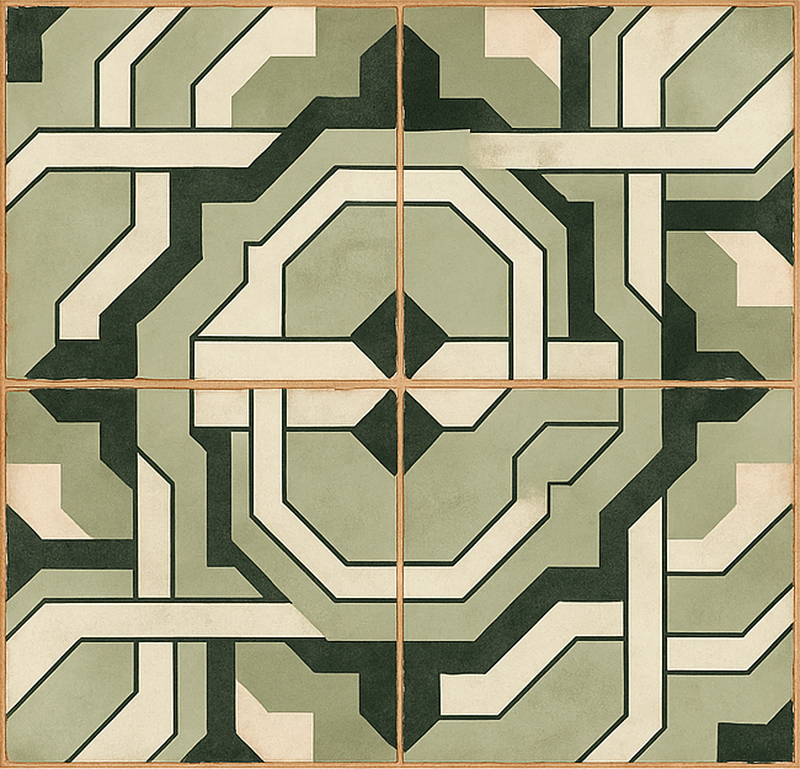 Moroccan Geometric Interlace dining room vinyl rug - TenStickers