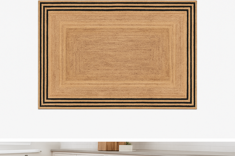 Natural jute texture kitchen vinyl rug - TenStickers