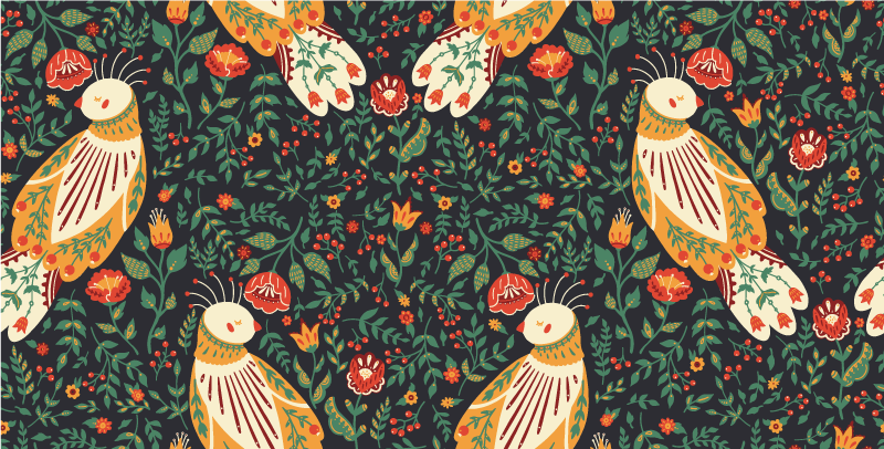 Animal vinyl rug in polish folklore design - TenStickers