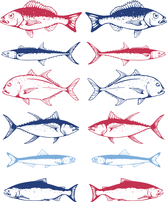 Animal vinyl rug hand drawn fish design - TenStickers