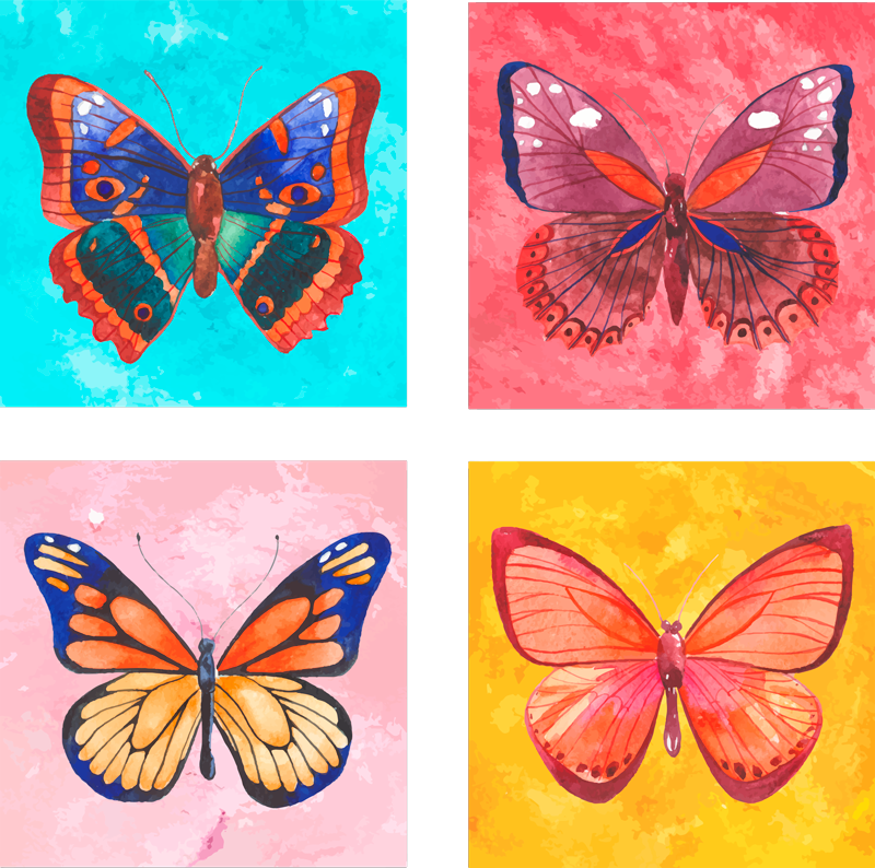 Animal vinyl rug with multicolored butterfly design - TenStickers