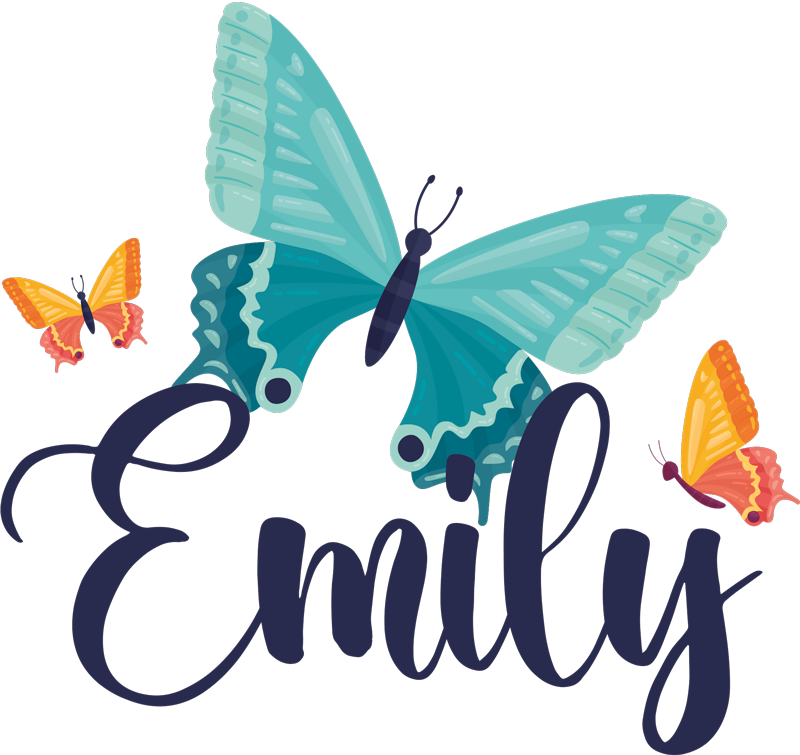 Animal vinyl rug bicolor butterflies with name - TenStickers