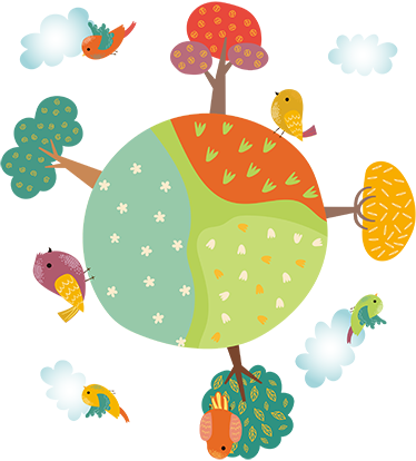 Animal vinyl rug in spring white circle - TenStickers