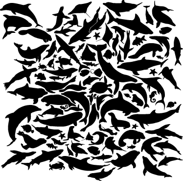 Marine black animals animal vinyl rug - TenStickers