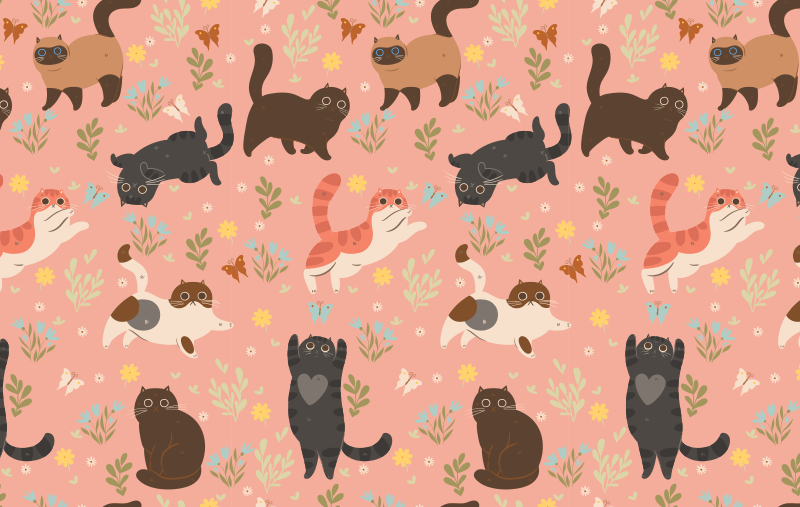 Animal vinyl rug cats seamless pattern - TenStickers