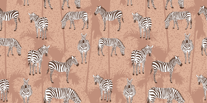 Animal vinyl rug zebra and brown palm design - TenStickers