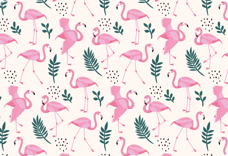 Animal vinyl rug flamingo design with leaves - TenStickers