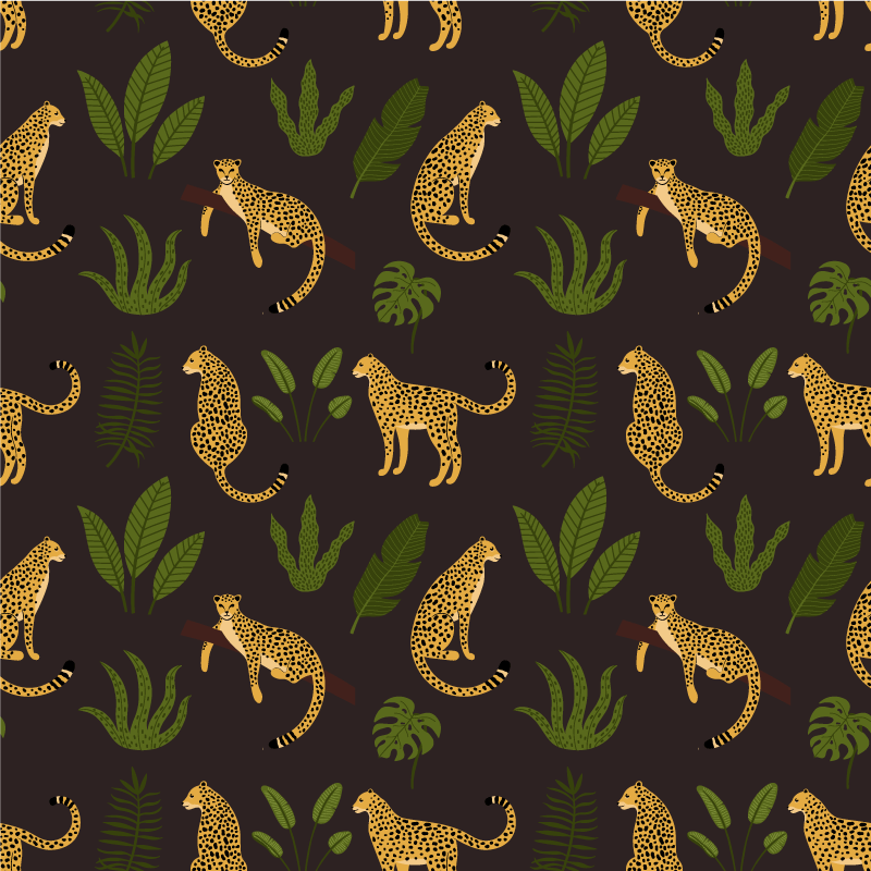 Animal vinyl rug in dark botanical leopard pattern - TenStickers
