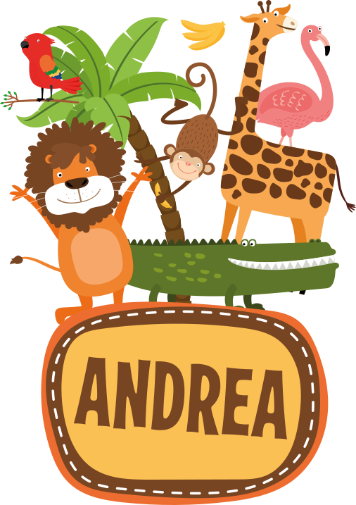 Animal vinyl rug featuring jungle tree animals - TenStickers