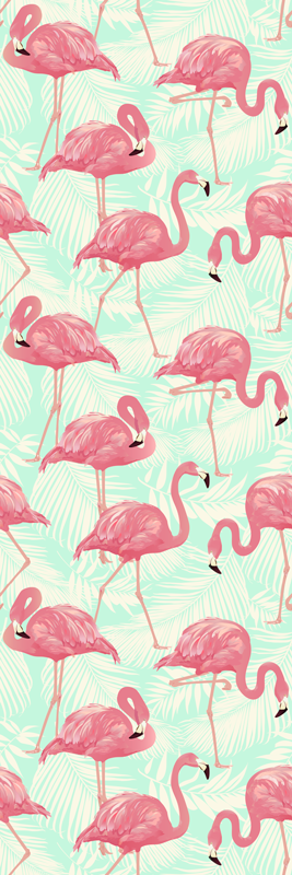 Animal vinyl rug drawn pink flamingos - TenStickers