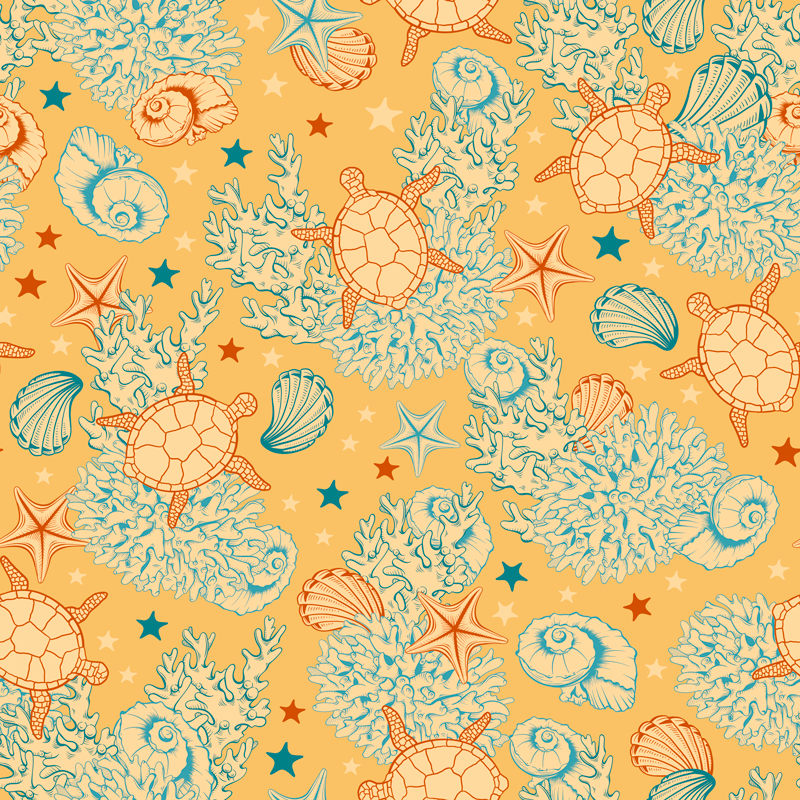 Animal vinyl rug ocean life soft colors - TenStickers