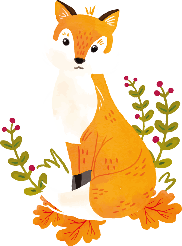 Watercolor fox animal vinyl rug - TenStickers
