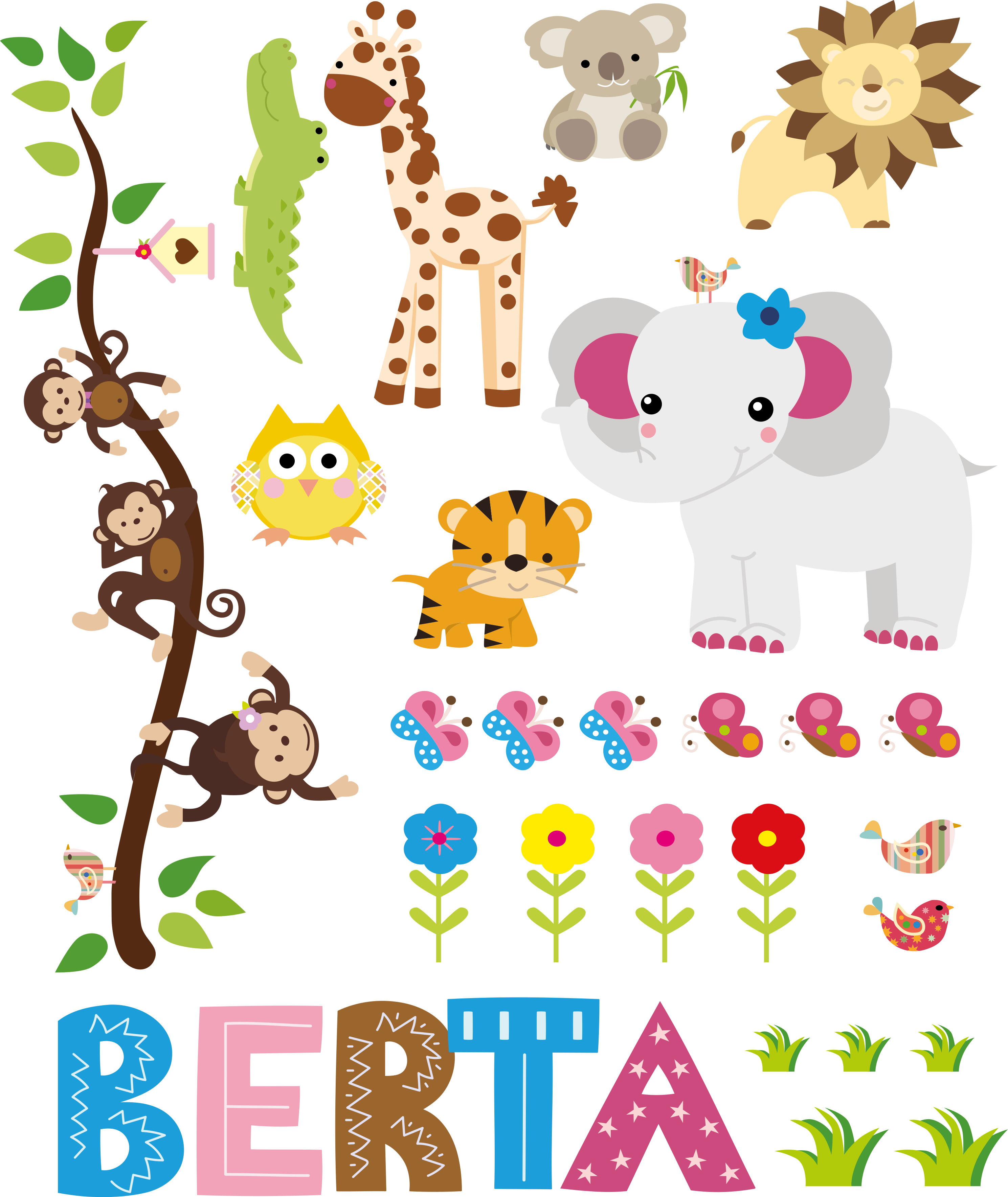Animal vinyl rug jungle tree personalized design - TenStickers