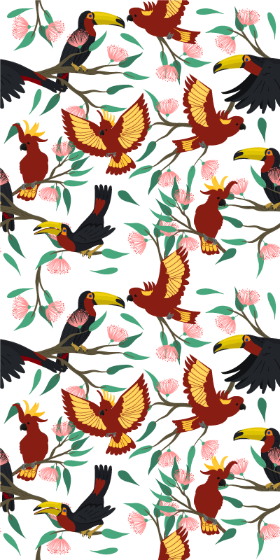 Animal vinyl rug with flying parrots and toucans - TenStickers