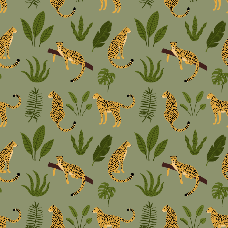 Animal vinyl rug floral jungle leopard design - TenStickers