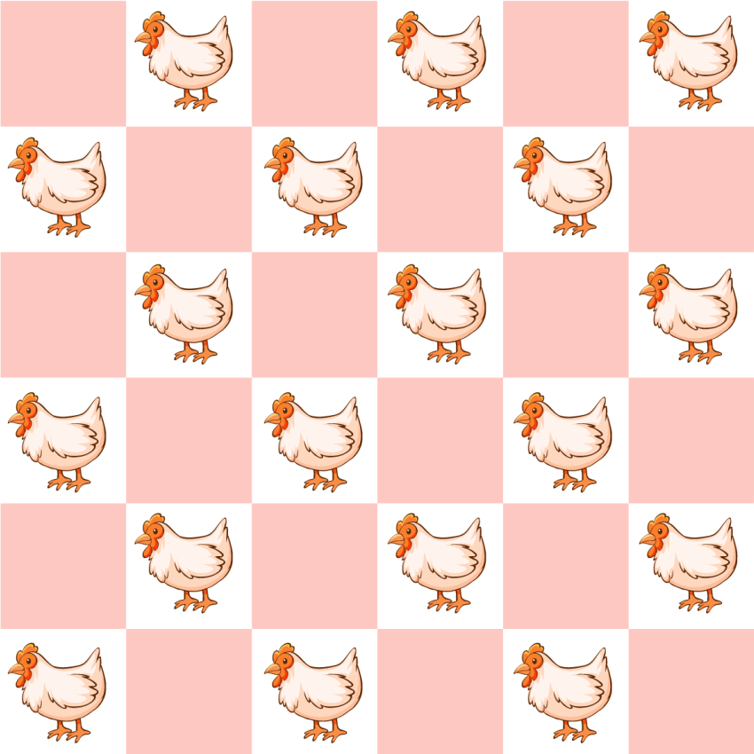 Animal vinyl rug pink rooster squares - TenStickers