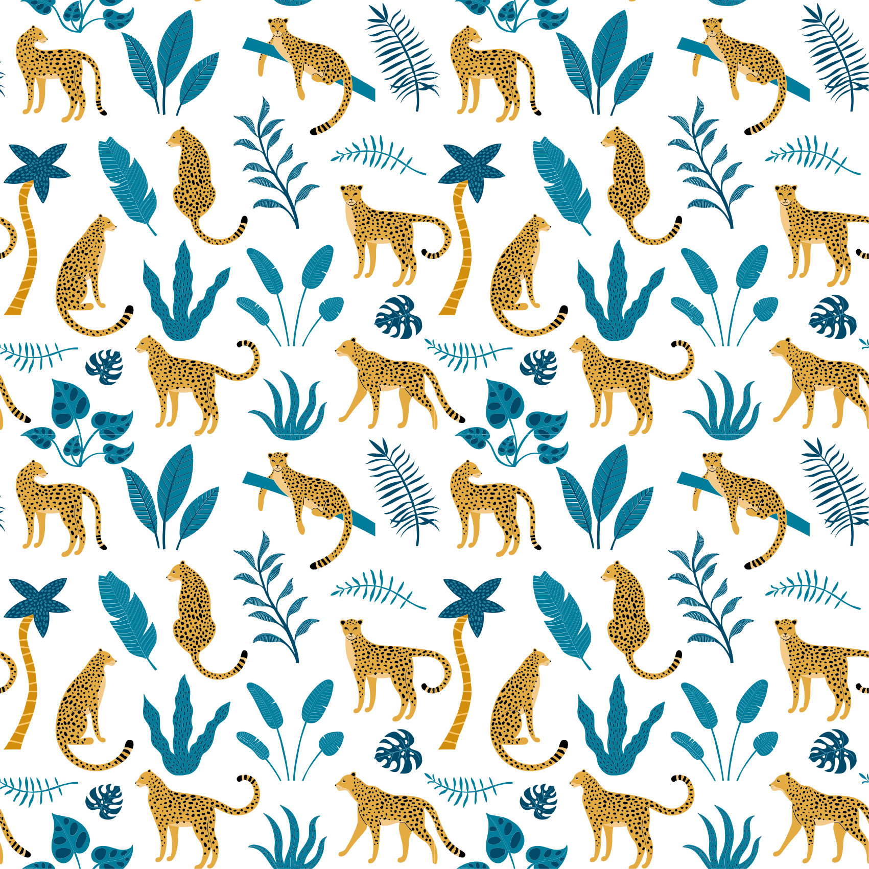 Botanical leopards animal vinyl rug - TenStickers