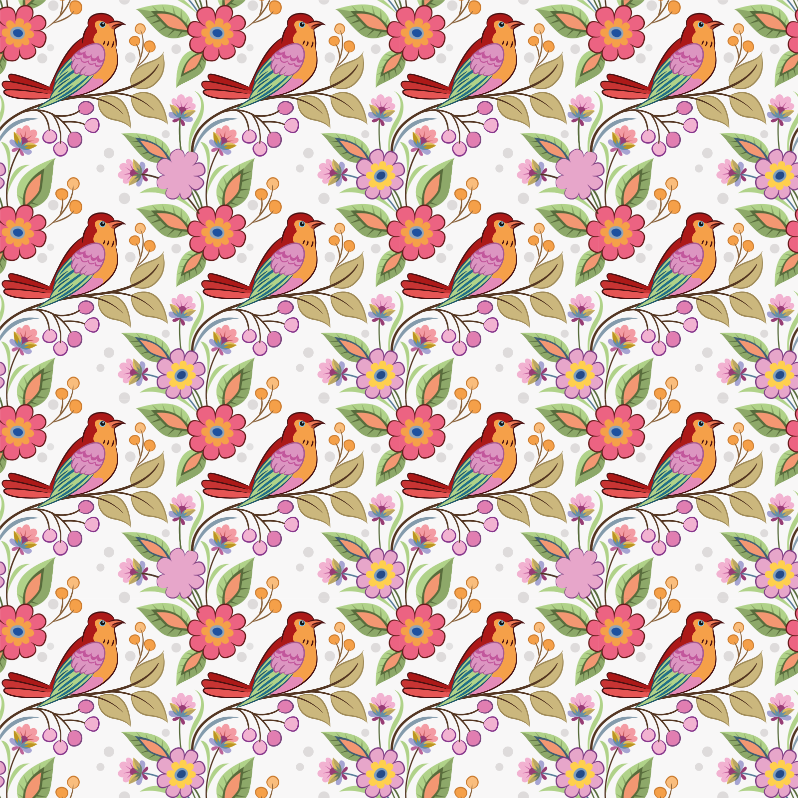 Red and orange bird on green tree animal vinyl rug - TenStickers