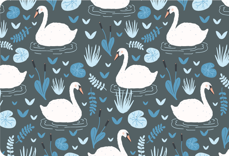 Animal vinyl rug with elegant white swan pattern - TenStickers