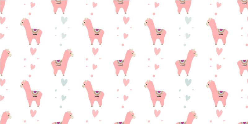Animal vinyl rug with pink llama pattern - TenStickers