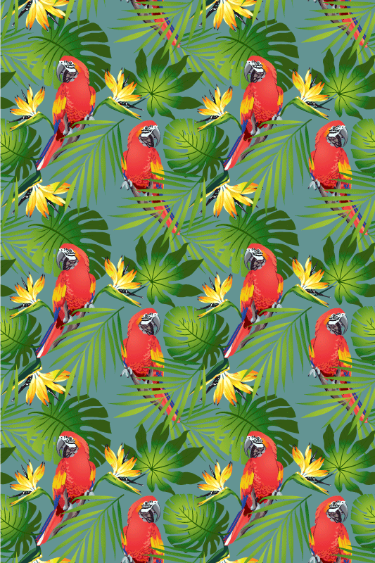 Animal vinyl rug with colorful parrots on blue background - TenStickers