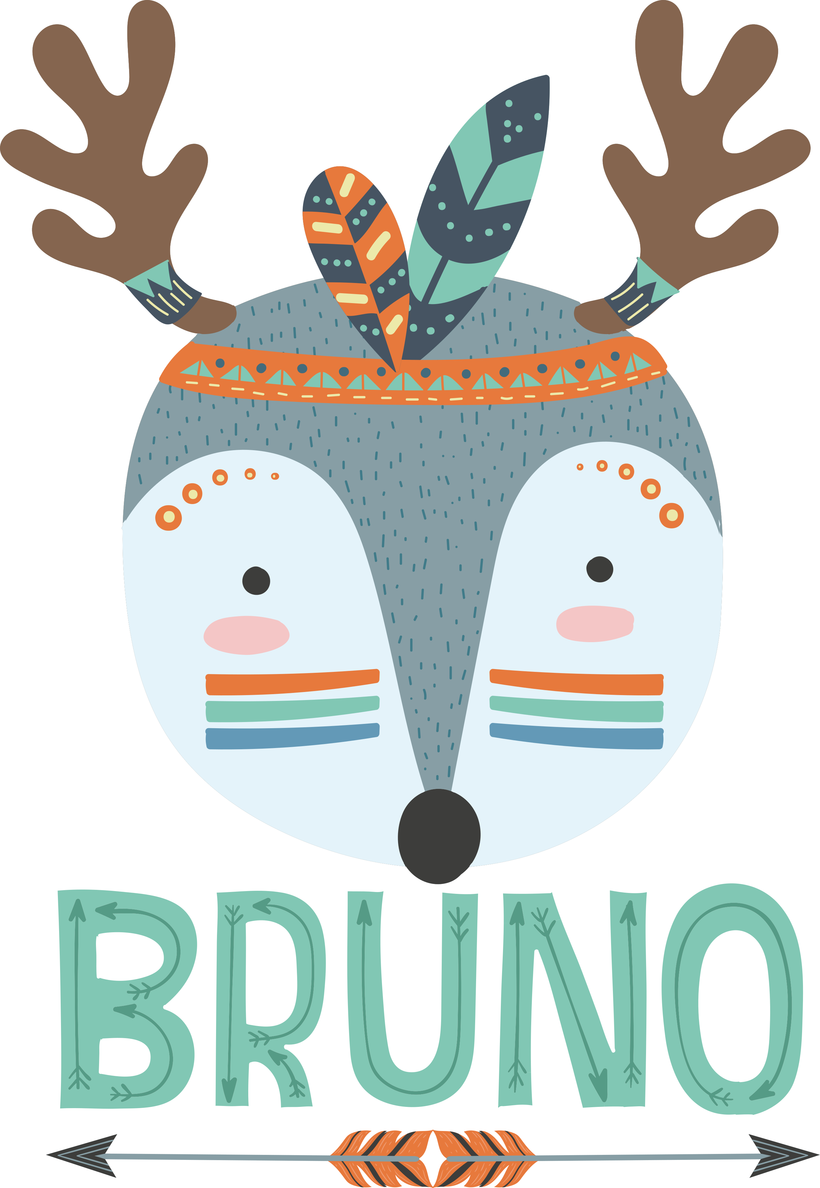 Animal vinyl rug nordic deer with name - TenStickers