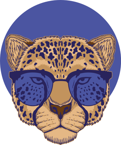 Animal vinyl rug leopard in glasses - TenStickers
