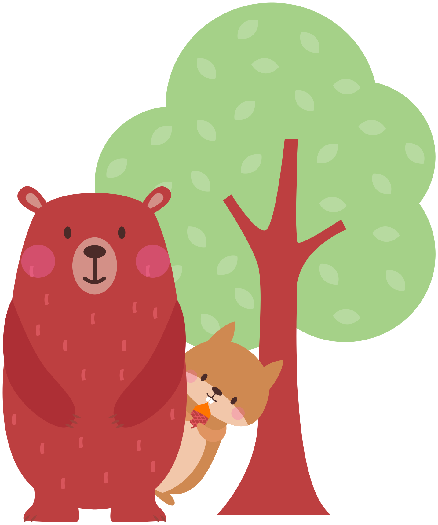 Animal vinyl rug playful bear friend - TenStickers