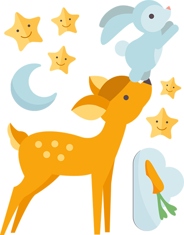 Animal vinyl rug featuring deer and bunny design - TenStickers