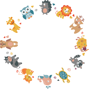Animal vinyl rug baby animals in circle - TenStickers