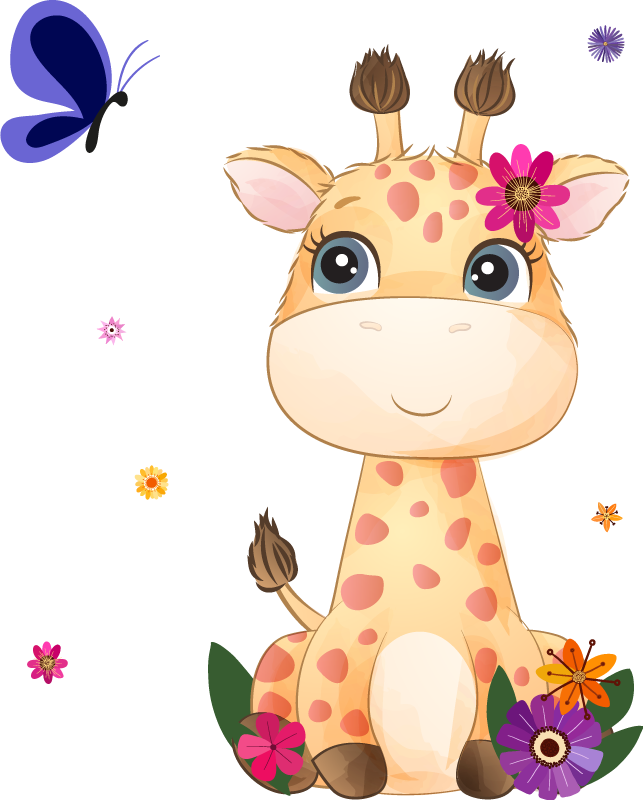 Animal vinyl rug wild africa kids giraffe girl - TenStickers