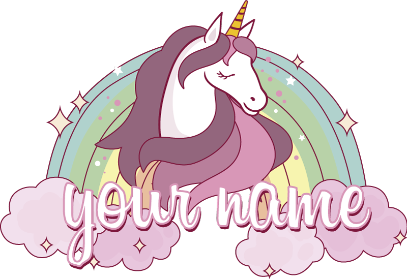 Pink unicorn personalized animal vinyl rug - TenStickers