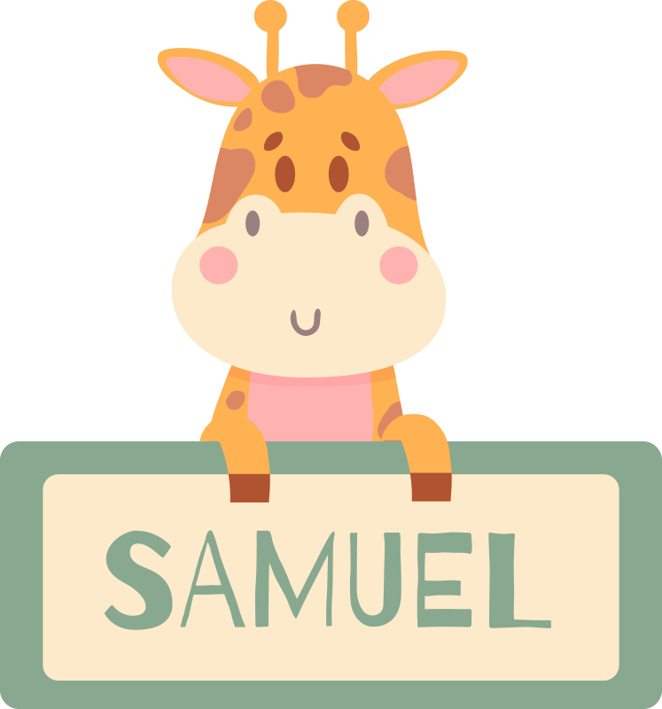 Giraffe label with name animal vinyl rug - TenStickers