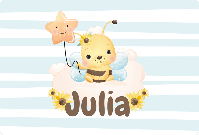 Animal vinyl rug with cute bee design and name - TenStickers