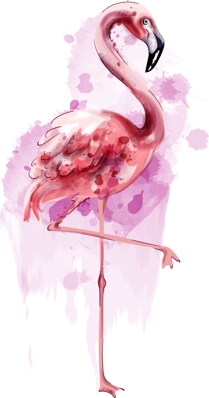 Animal vinyl rug elegant flamingo silhouette - TenStickers