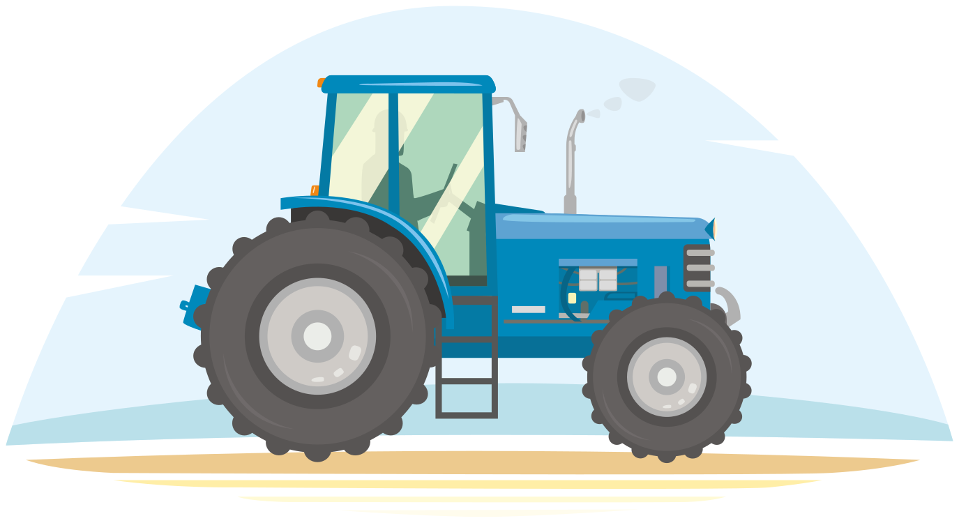 Animal vinyl rug with blue tractor illustration - TenStickers