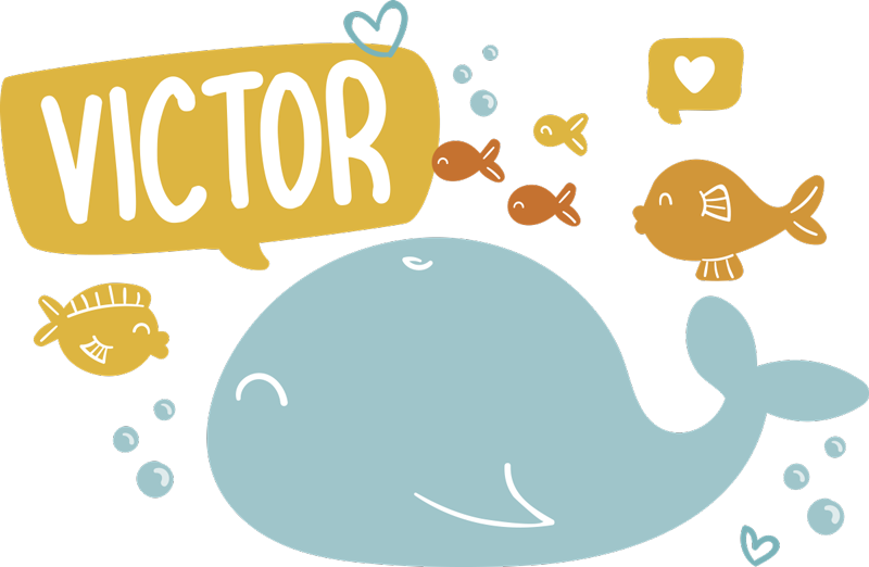Cute whale design animal vinyl rug - TenStickers